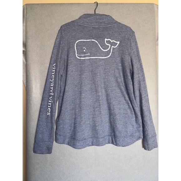 Vineyard Vines Womens L Blue Heather Cowl Neck Whale Logo Pullover Sweatshirt - Picture 3 of 7